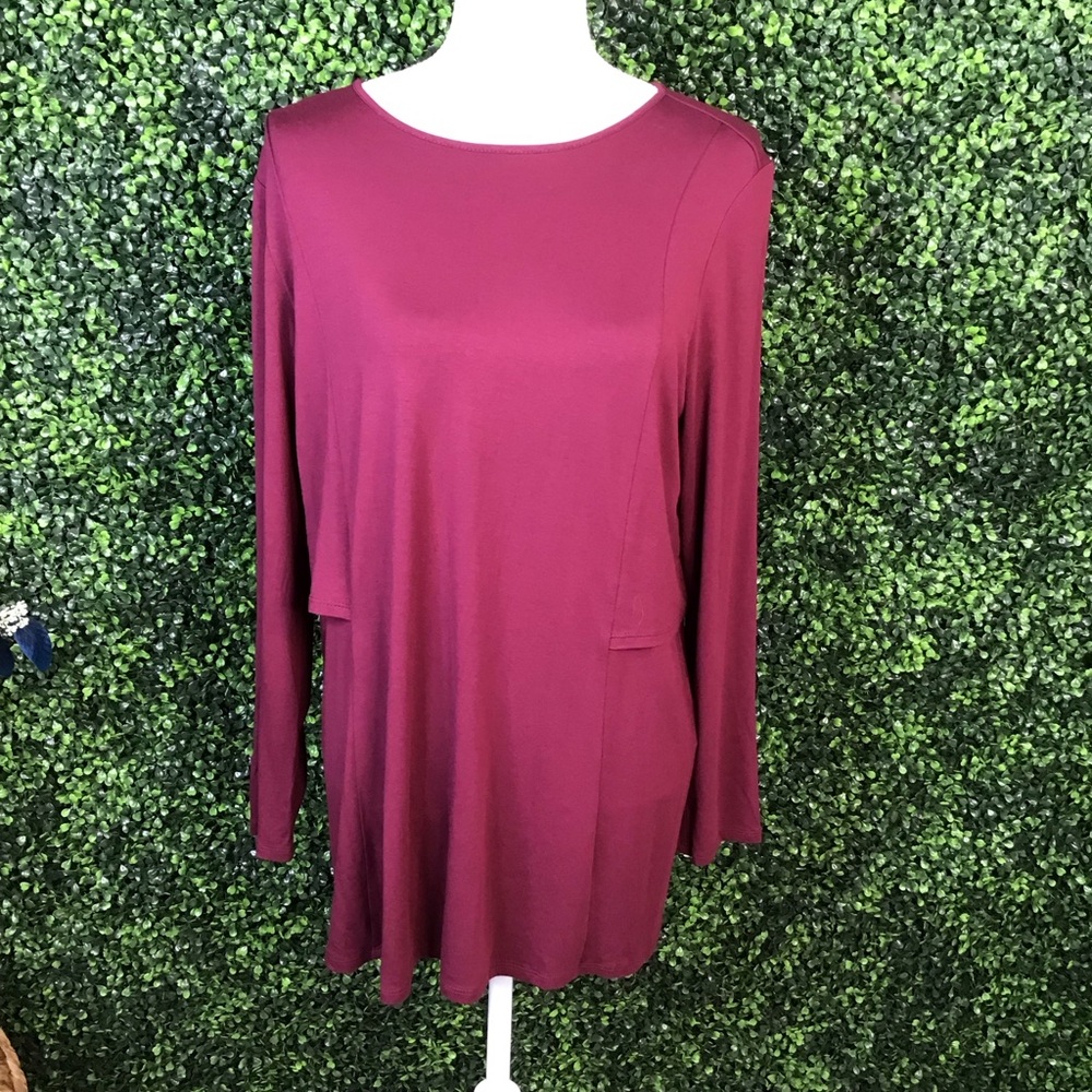 J jill Women's Burgundy Long Sleeve Top